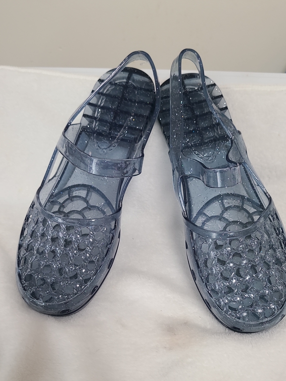 Clear Smoky Blue Jelly Slingback Sandals